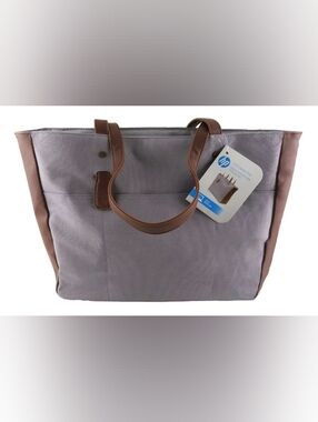 HP Gray and Brown Laptop Tote Bag